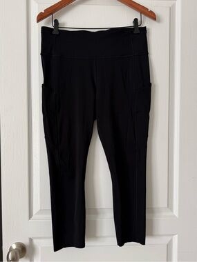 Lululemon Fast And Free High Rise Crop 23” Inseam Leggings 7 Pockets Black 12